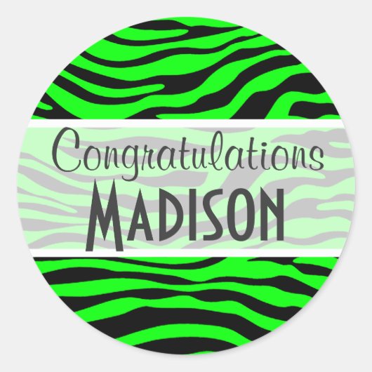 Grüne Zebra-Streifen-Farbe Runder Aufkleber (Vorderseite)