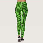 Grüne Zebra-Streifen-Tierdruck-Muster Leggings (Rückseite)