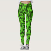 Grüne Zebra-Streifen-Tierdruck-Muster Leggings (Vorderseite)