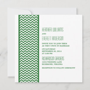Grüne Zickzack Grenzhochzeit Einladung