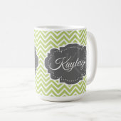 Grüne Zickzack Personalisierte Kaffee-Tasse Kaffeetasse (VorderseiteRechts)