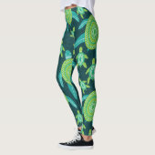 Grüne Zierschildkröten: Vintages Muster. Leggings (Links)