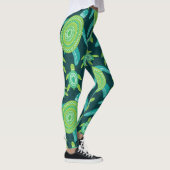 Grüne Zierschildkröten: Vintages Muster. Leggings (Rechts)