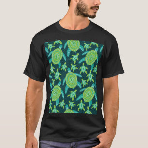 Grüne Zierschildkröten: Vintages Muster. T-Shirt