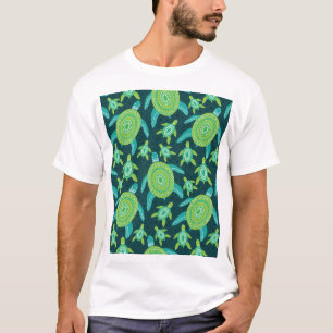 Grüne Zierschildkröten: Vintages Muster. T-Shirt