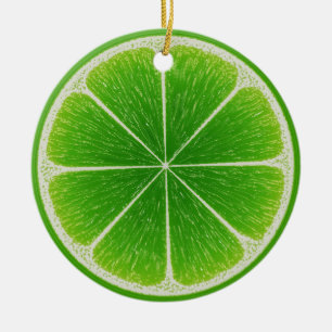 Grüne Zitrusfrucht Limon Keramik Ornament