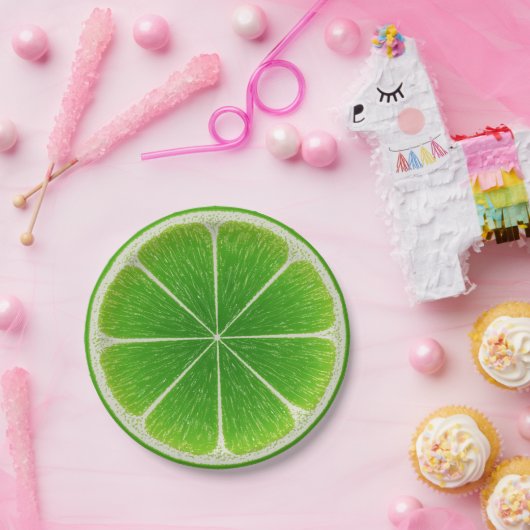 Grüne Zitrusfrucht Limon Pappteller (Party)