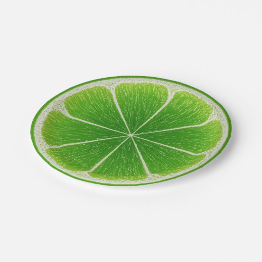 Grüne Zitrusfrucht Limon Pappteller (Schrägansicht)