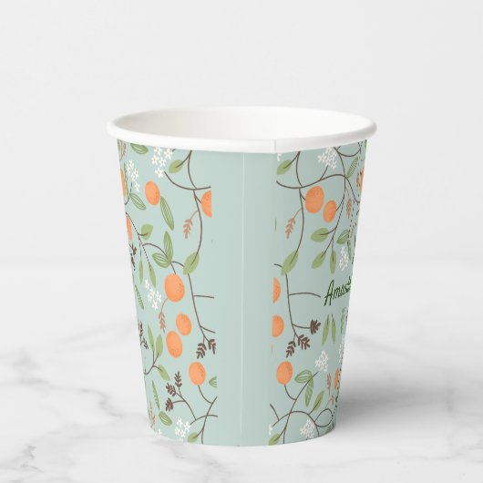 Grüne Zitrusfrüchte und Orange Blossom Pappbecher (Rechts)