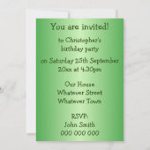 Grüne Zugmaschine Design Personalisiert Geburtstag Einladung (Rückseite)