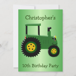 Grüne Zugmaschine Design Personalisiert Geburtstag Einladung