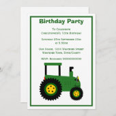 Grüne Zugmaschine Design Personalisiert Geburtstag Einladung (Vorne/Hinten)