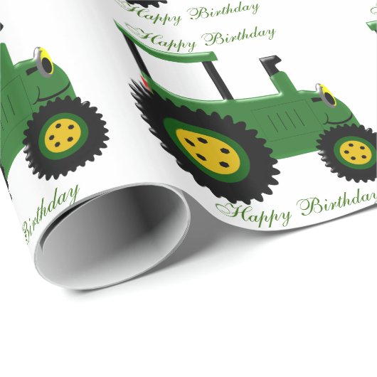 Grüne Zugmaschine Design Personalisiert Geburtstag Geschenkpapier (Rolleneckpunkt)