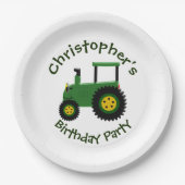 Grüne Zugmaschine Design Personalisiert Geburtstag Pappteller (Vorderseite)