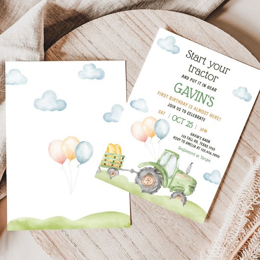 Grüne Zugmaschine Geburtstagspartei Einladung