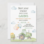 Grüne Zugmaschine Geburtstagspartei Einladung (Vorderseite)