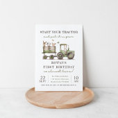 Grüne Zugmaschine & Nutztiere Geburtstagsparty Einladung