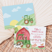Grüne Zugmaschine Tiere Geburtstagseinladung Einladung