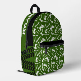 Grüne Zugmaschine und Weizengrafik personalisiert Bedruckter Rucksack