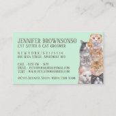 Grüne Zuhause Katzen Visitenkarte (Rückseite)