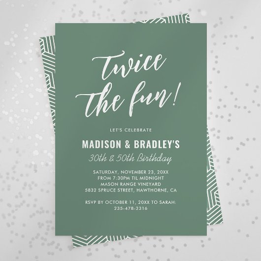 Grüne zwei Mal Fun Gemeinsame Geburtstagspartei Einladung