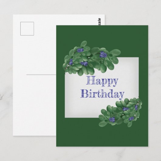 Grüne Zweige mit Blueberries Postkarte (Vorne/Hinten)