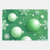 Grüne Zweige und Schneeflocken Geschenkpapier Set (Vorderseite 2)