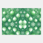 Grüne Zweige und Schneeflocken Geschenkpapier Set (Vorderseite 3)