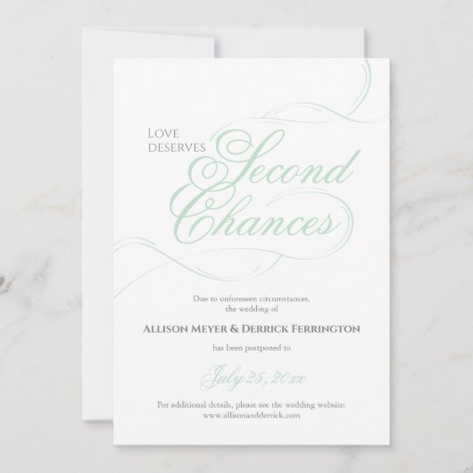 Grüne zweite Chancen Hochzeitspause Einladung (Vorderseite)