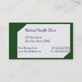 Grüne Zwischenablage mit medizinischem Stethoskop Visitenkarte (Rückseite)
