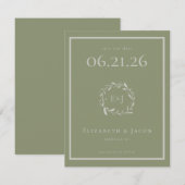 Grünen Berries und Blätter Save the Date (Vorne/Hinten)