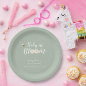 Grünen Boho Daisy Blumenbaby in Blütendusche Pappteller (Party)