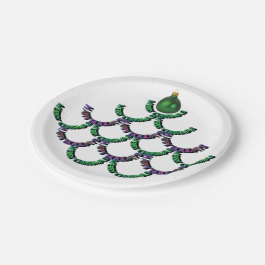 Grünen frohe Weihnachten und glückliche Neujahrsfe Pappteller (Schrägansicht)