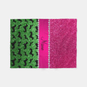 Grünen Glitzer Dackeln Rosa Glitzer Fleecedecke (Vorderseite (Horizontal))
