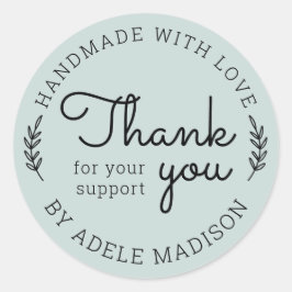 Grünen hausgemacht mit Liebe Vielen Dank Runder Aufkleber