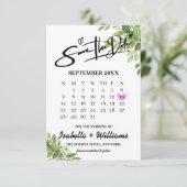 Grünen Kalender Hochzeit speichern Datum Begleitkarte (Stehend Vorderseite)
