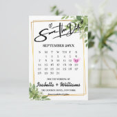 Grünen Kalender Hochzeit speichern Datum Begleitkarte (Stehend Vorderseite)