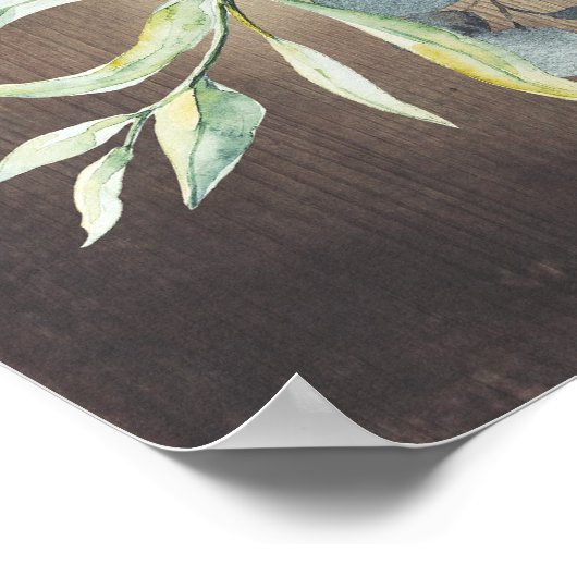 Grünen Rustikale Hochzeit Willkommen Poster (Ecke)