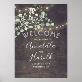 Grünen Rustikale Hochzeit Willkommen Poster
