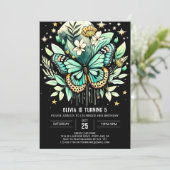 Grünen Schmetterling Geburtstag Einladung (Stehend Vorderseite)