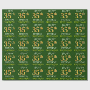 Grünen Sie, Imitat-Gold "GLÜCKLICHER 35. Geschenkpapier
