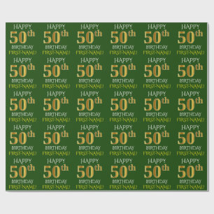Grünen Sie, Imitat-Gold "GLÜCKLICHER 50. Geschenkpapier