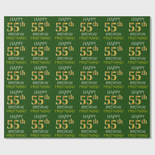 Grünen Sie, Imitat-Gold "GLÜCKLICHER 55. Geschenkpapier