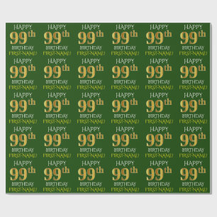 Grünen Sie, Imitat-Gold "GLÜCKLICHER 99. Geschenkpapier
