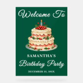 Grünen Skript Weihnachtsfeier Willkommen Acrylschild (Vorderseite)