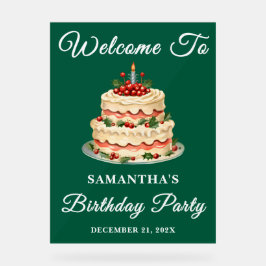 Grünen Skript Weihnachtsfeier Willkommen Acrylschild