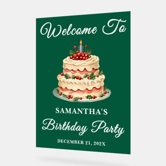 Grünen Skript Weihnachtsfeier Willkommen Acrylschild (Winkel)