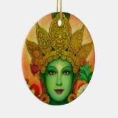 "Grünen Taras Gesichts-" runde Keramikornament (Rechts)