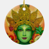 "Grünen Taras Gesichts-" runde Keramikornament (Hinten)