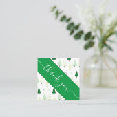 Grünen Weihnachtsbaum & Schnee Danke Social Media Quadratische Visitenkarte (Stehend Vorderseite)